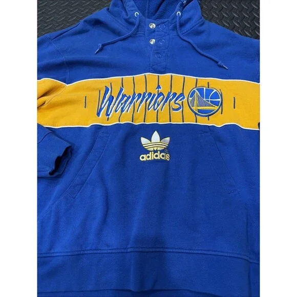 Rare VTG Adidas Golden State Warriors Button Hoodie Sz XL NBA curry butler - Picture 2 of 11